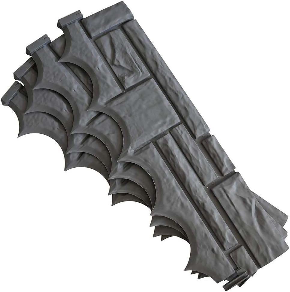 KCT 1 Pack - Grey Brick Wall Garden Border Edging - 4 Pieces Total