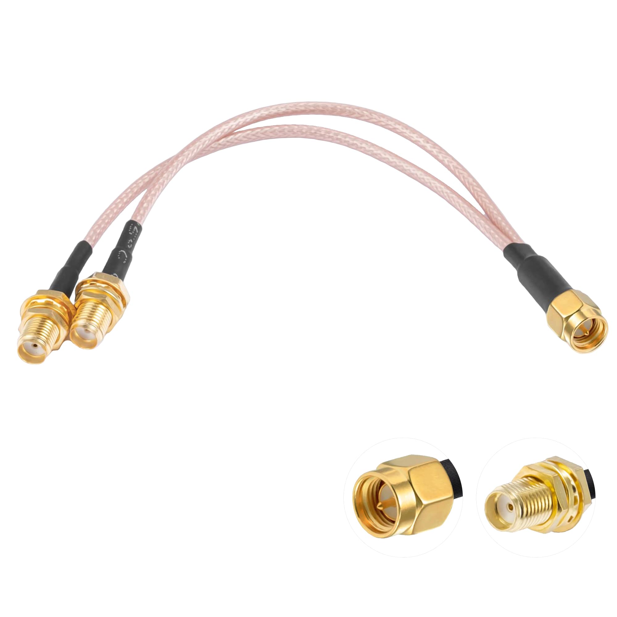 Vecys SMA Splitter Cable SMA Male to Dual Female Connector Coaxial Cable 3 Way Splitter V-Type RG316 6"/15CM for 2G 3G 4G LTE Antenna Router Gateway Modem MiFi Mobile Hotspot
