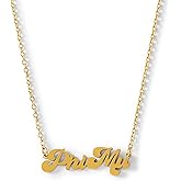 Sorority Shop Phi Mu Necklace — Retro Font Design with 18K Gold Plating, Phi Mu Gifts for Women