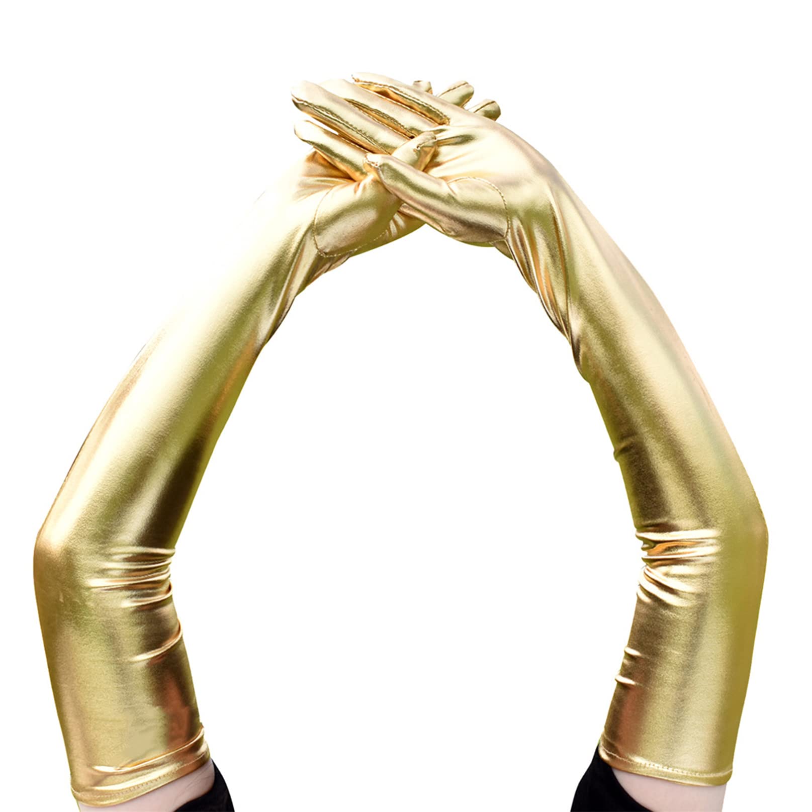 1 Pair Women Long Glove,Patent Leather Gloves,Glossy Finger Gloves for Cosplay Opera Dance Evening Party Costume