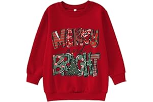 RITATTE Kids Boys Girls Christmas Sweatshirt Merry and Bright Christmas Tree Sweatshirt Xmas Holiday Crewneck Pullover Tops