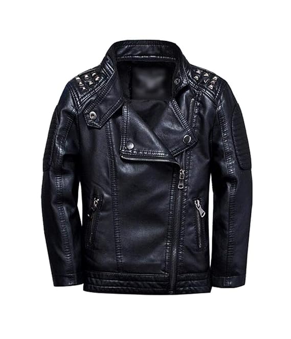 Brinny Jungen Mädchen Kunst Lederjacke Kragen Motorrad Leder Mantel Kinder Biker Style Herbst Winter Jacke