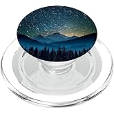 Blue Galaxy Moon Sky in Mountain Forest PopSockets PopGrip for MagSafe