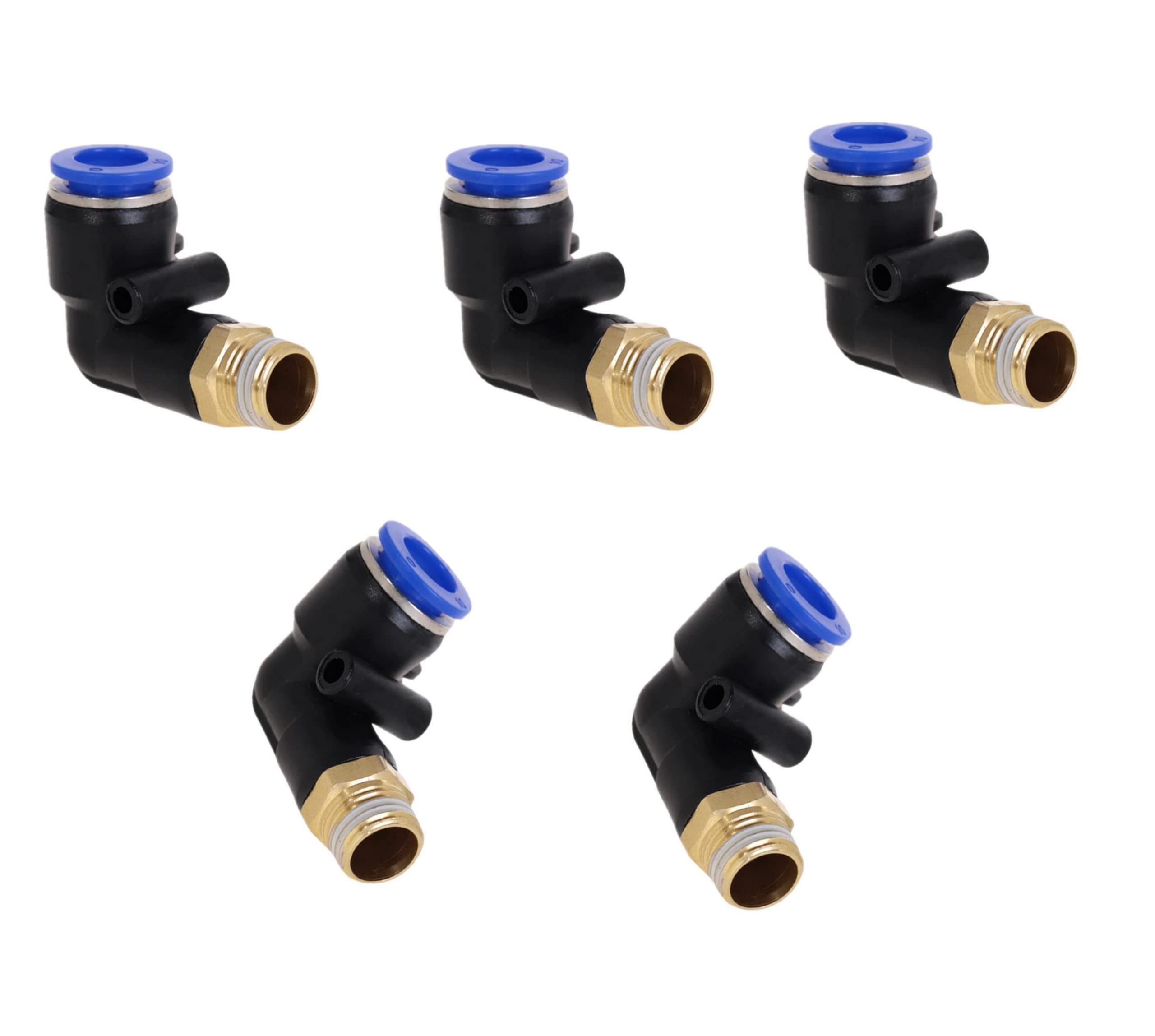 Pneumatic Push-Fit Fitting Angle 90° 1/8 Inch to 6 mm Pack of 5 Push In Connection Industrial Quality