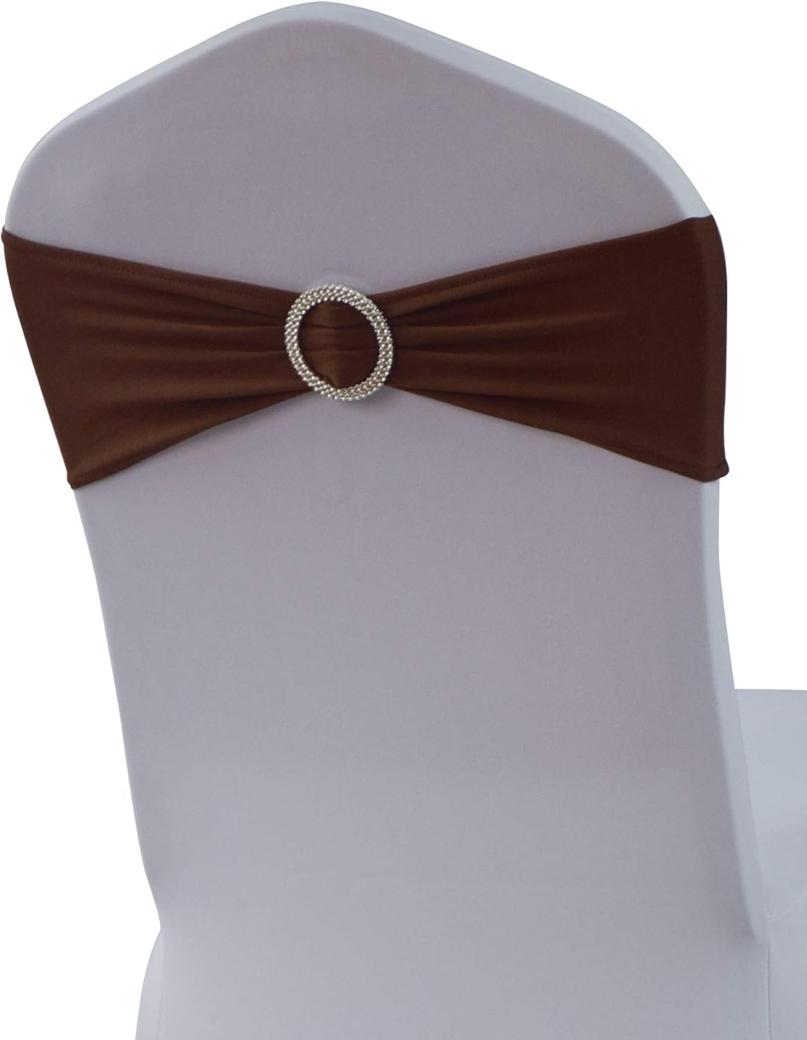 Gelozed 10 PCS Spandex Stretch Chair Sashes Bows for Wedding Reception- Universal Elastic Chair Cover Bands with Buckle Slider for Banquet Party Event Decorations Dark Coffee Sashes (Dark Coffee, 10): Kitchen & Dining