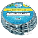 U.S. Pool Supply 1-1/2" x 40 Foot Professional Heavy Duty Spiral Wound Swimming Pool Vacuum Hose with Swivel Cuff