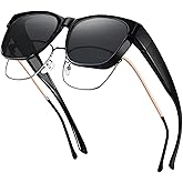 Optical Care Polarized Sunglasses Fit Over Glasses for Women and men, Oversized Square Sun Glasses UV400 Protection Shades