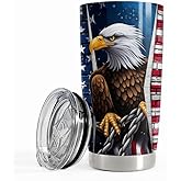 SANDJEST Eagle American Flag Tumbler 20oz Eagles Cups Gifts for Men Women Veterans Stainless Steel Insulated Tumblers Coffee Travel Mug Cup Gift for Birthday Christmas