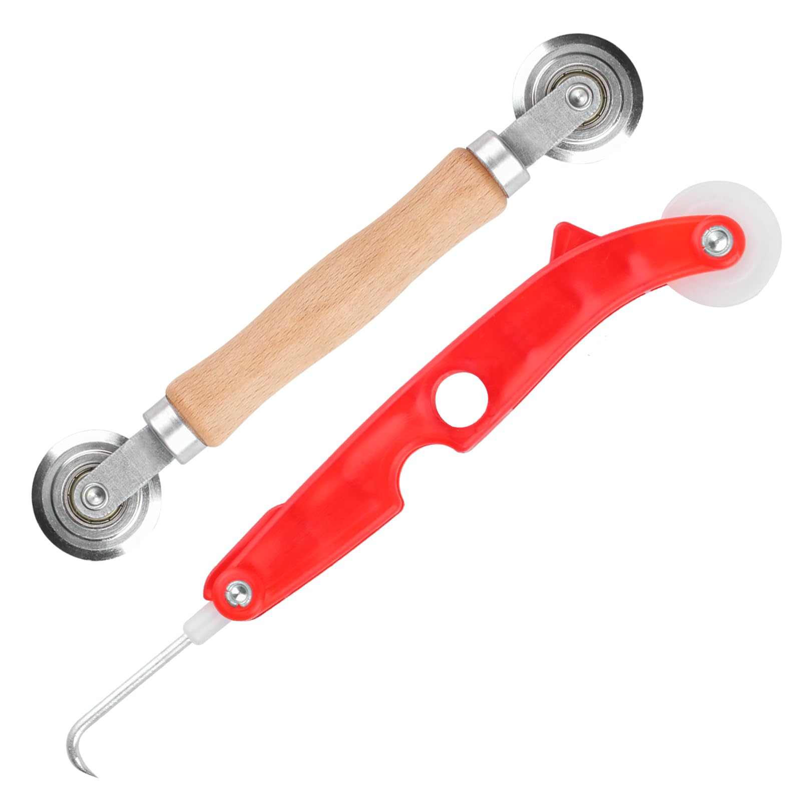 Pack of 2 tool retractors for piping, fly screen, piping tool, spline roller, tool retractor for piping, rubber cord, double wheel piping roller, sealing roller for windows