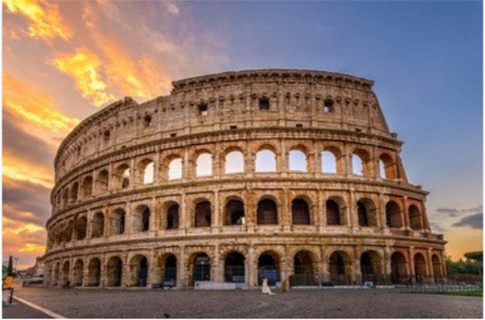 5D DIY Full Round Drill Diamond Painting Kit, Sunrise View of Colosseum in Rome Italy, Abstract Embroidery Kits Frameless 40x50 cm