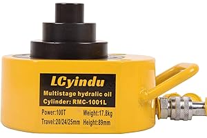 LCyindu 100T Multi Section Stroke Hydraulic Ram Cylinder Jack 2.72" Stroke RMC-1001L Single-Action Lifting Cylinder Jack Mini Protable for Machinery and Industry