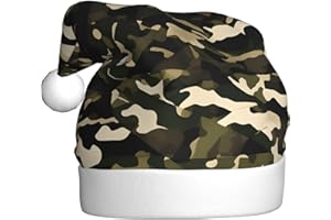 DUWAA Camo Print Christmas Hat Santa Hat, Xmas Holiday Hats For Adults, For Holiday Party New Year Festive