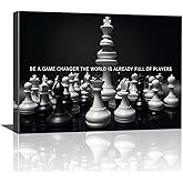 Luxey Aura Motivational Canvas Art-Be A Game Changer The World Is Already Full Of Players, Motivational Chess Wall Art Print Bedroom Office Classroom Wall Decoration [12 "W X 18" H]