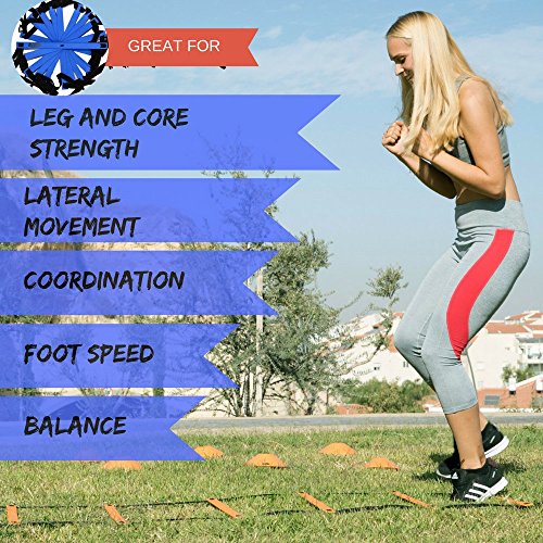 Bltzpro AGILITY LADDER with SOCCER CONES-A Fitness Training Gear used by Athelets & Coaches for teams sports.16ft | Adjustble Rungs| 12 Cones| 2 Carry Bags| 4 pegs |footwork drills ebook