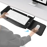 Solid Steel Under Desk Keyboard Tray Slide Out with 360&deg; Rotating Mouse Platform,Keyboard Shelf Sliding,Under Desk Mounted Keyboard Holder,Under Desk Keyboard Drawer 28"Lx11"W