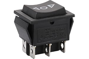 Baomain 1-Pack Momentary Rocker Switch, KCD2-223 (ON)/Off/(ON) DPDT 6-Pin 16A 250VAC,20A 125VAC,Snap-in Mount,Black, for Car, Boat and Household Appliances