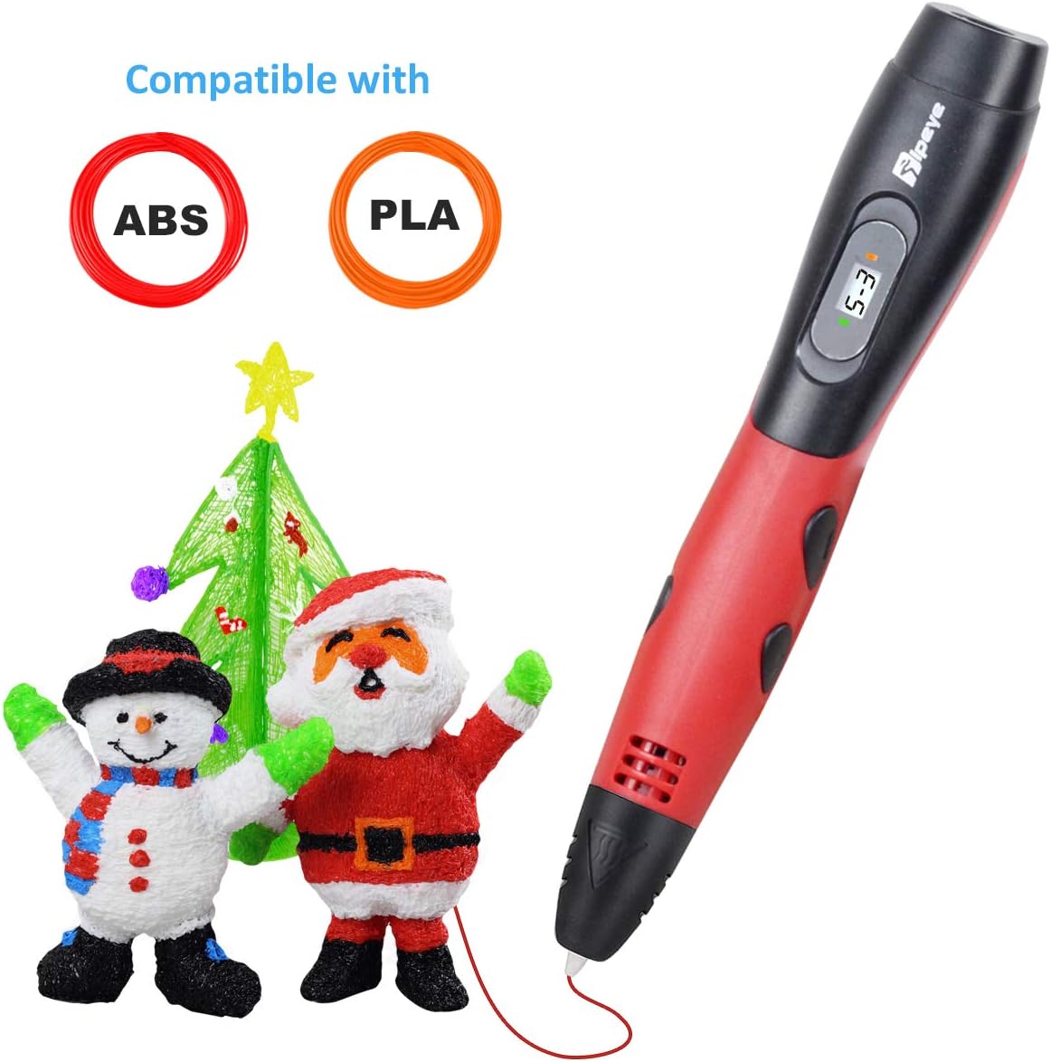 TIPEYE 3D Pen for Kids with 200 Stencils EBook 2019 Newest Version 3D Pen Kits with 7.5m PLA Filament 3D Printing Pen with LCD Display PLA Filament Refills for Adults, Doodling