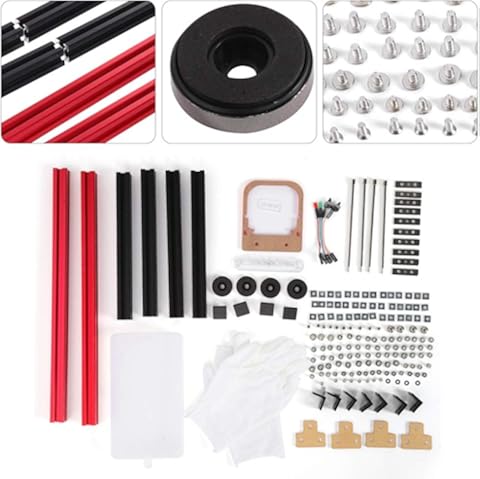 Caja para computadora DIY M-ATX, marco abierto de aleación de aluminio 20 * 20 Caja de computadora para PC con placa base mini aleación de aluminio DIY M-ATX, 4 soportes negros, 2 soportes rojos