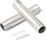 ERGAOBOY 2 Pcs 100mm 1/2 Inch BSP Nipple Cast Pipe 304 Stainless Steel
