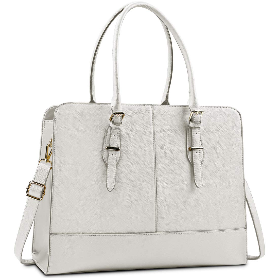 Lubardy Laptop Bags for Women 15.6 inch Ladies Leather Laptop Handbag Work Handbags Womens Tote Bag Office Beige