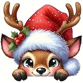 Christmas Deer PVC Vinyl Car Decals Stickers Waterproof Self-Adhesive Decals for Cars, Laptops, Trucks, Motorcycles Wall Window Luggage Scratch Cover Door Decor Sticker