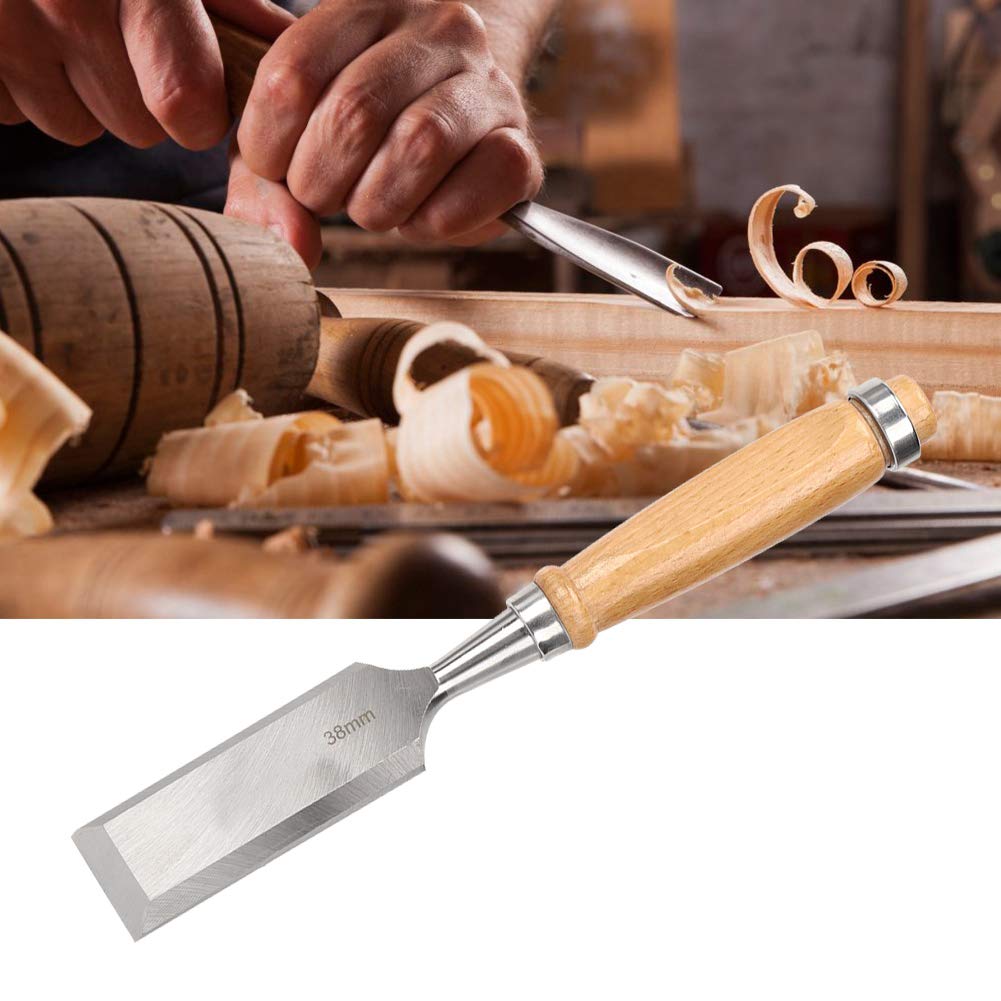 38mm Cr-V Steel Flat Chisel for Woodworking, DIY Carpentry & Wood Carving – Professional Wood Chisel with Hardwood Handle