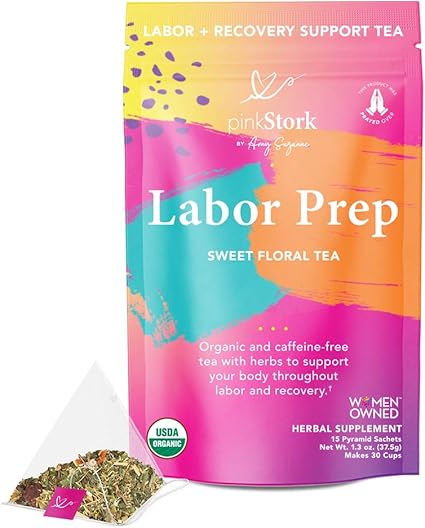 Amazon Com Pink Stork Labor Prep Tea Sweet Floral Red Raspberry Leaf Tea Labor And Delivery Postpartum Essentials 30 Cups Health Personal Care