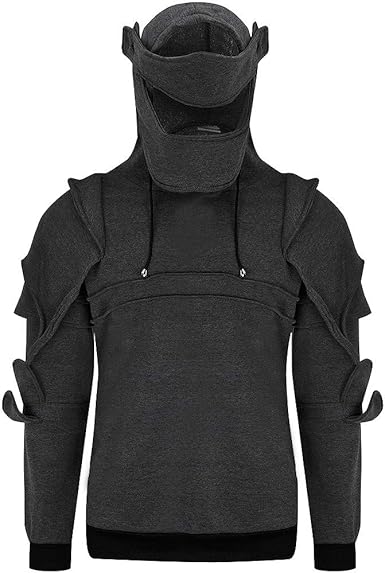 men's hoodie retro elbows drawstring