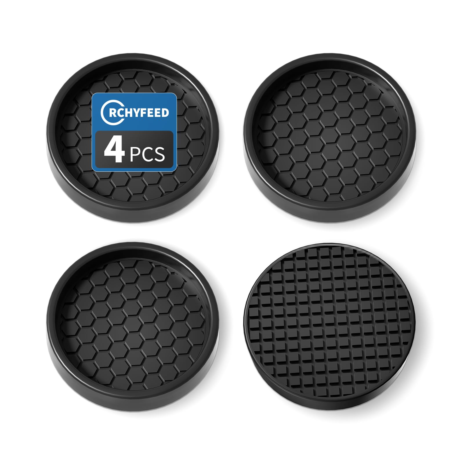 RCHYFEED Furniture Caster Cups, 4Pcs Round Furniture Coasters, 2" Furniture Castor Cups Non-Slip, Sofa Feet Pads,Thick Rubber Furniture Coaster-Prevent Furniture from Moving or Rolling (Black)