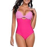 Colloyes Women's Push Up Twist Front Cutout One Piece Swimsuits Crisscross Back Bathing Suits Adjustable Straps Swimwear