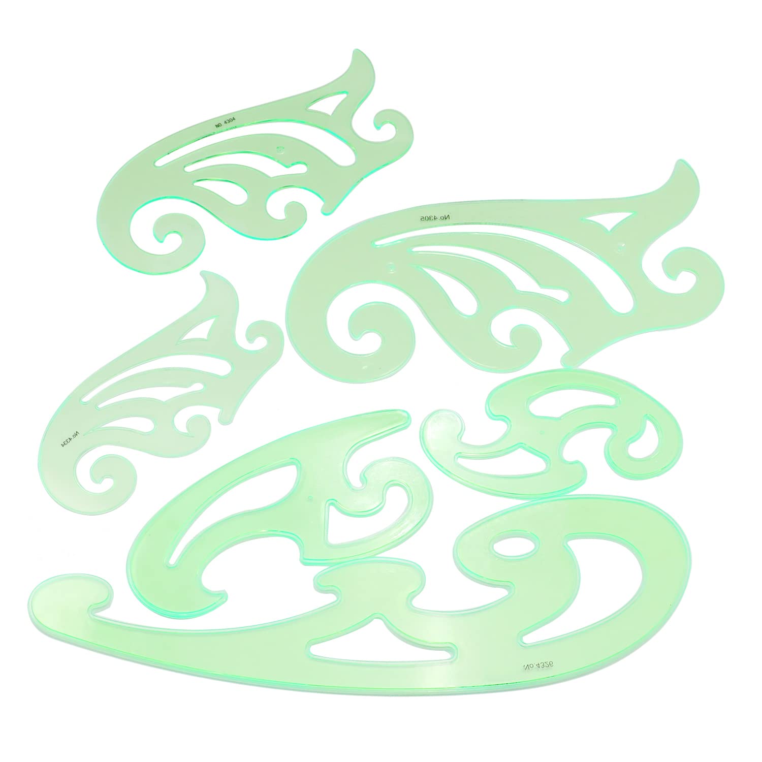 Utoolmart French Curve Ruler Set, Plastic Drawing Templates, Geometric Tools for Office and School, Building Formwork Templates Clear Green