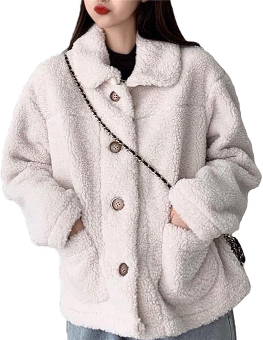 Amazon Xiebaijiu ボアコート レディース ボアブルゾン フリース ジャケット 可愛い 長袖 ボアジャケット もこもこ アウターコート 保温防寒 ゆったり 厚手 暖かい カジュアル 人気 女性用 アウトドア ふわふわ コート 胸ポケット 秋冬 通勤 通学 コート ジャケット 通販