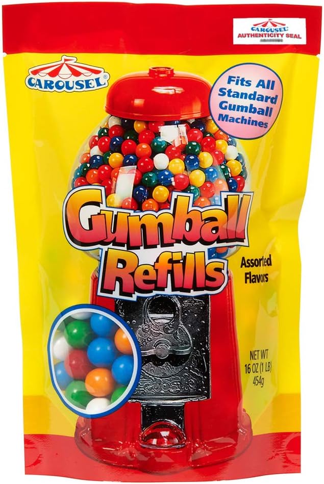 Carousel Assorted Gumball Refill Bag with Carousel Authenticity Seal + 16 oz