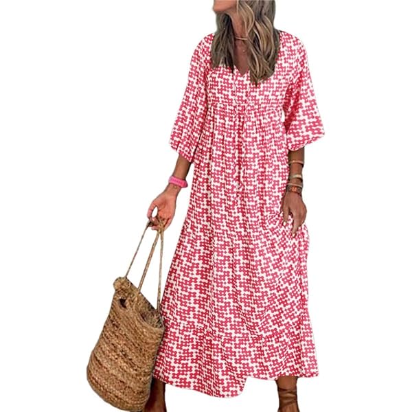Max Studio Women's Elbow Sleeve Tiered Maxi Dress, Cherry Pressed Lily at  Amazon Women's Clothing store