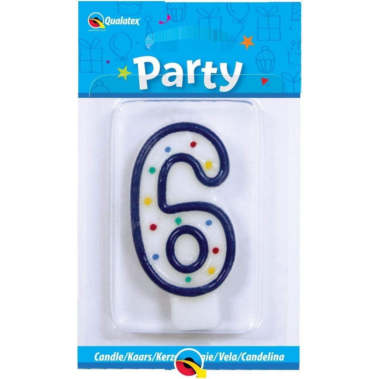 Multi Colour Polka Dots Number 6/Age 6 Shaped Birthday Cake Candle