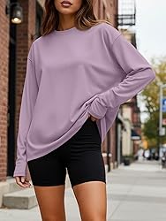Trendy Queen Womens Oversized Long Sleeve T Shirts