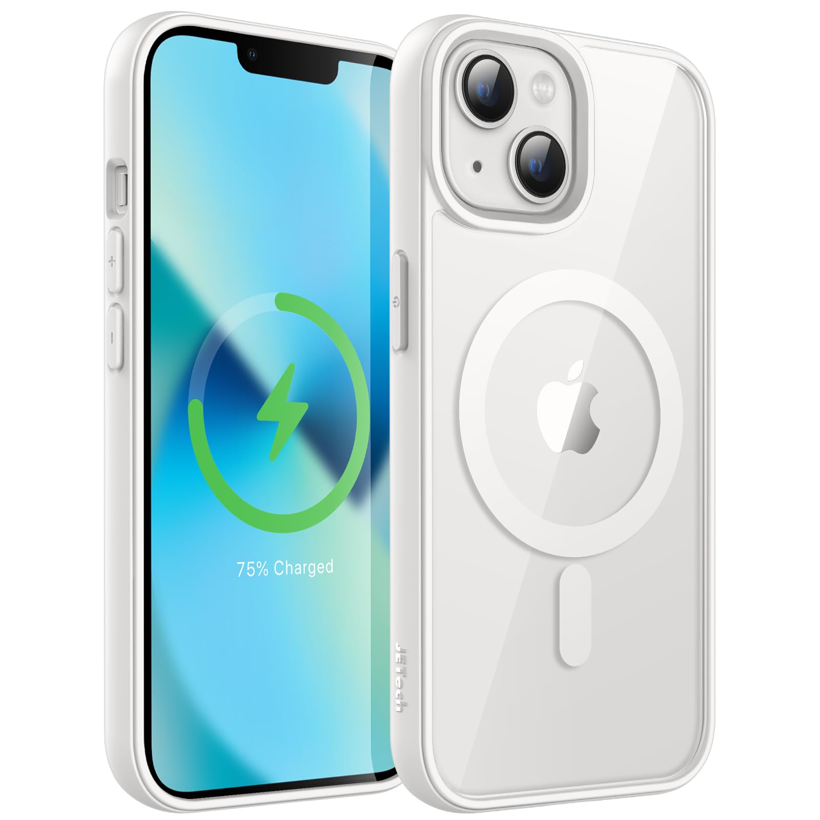 JETech Magnetic Case for iPhone 13 6.1-Inch Compatible with MagSafe, Shockproof Phone Bumper Cover, Solid Color Matte TPU Frame, Anti-Scratch Clear Back (Starlight)