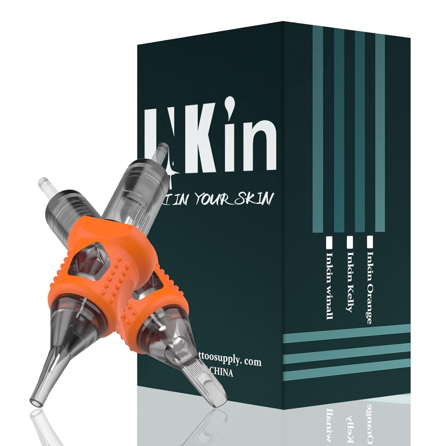 INKin Tattoo Needles Assorted Mixed 40Pcs, Tattoo Cartridge Needles #12 Standard 0.35mm Curved Magnum, Needle Cartridges (5RM 7RM 9RM 13RM 15RM) Finger Ledge Safety for Beginners and Artists