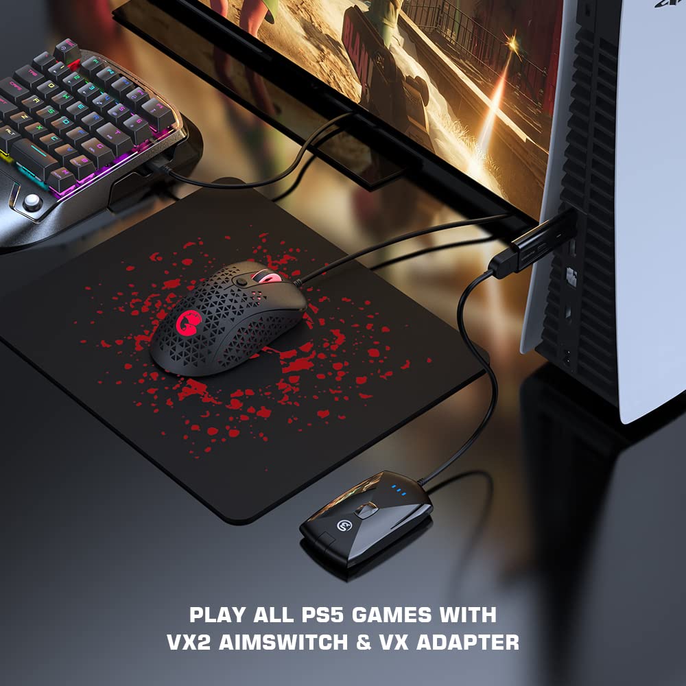 Gaming Keyboard and Mouse for PS4/Xbox One/Xbox Series X/S/Nintendo Switch/PC, GameSir VX2 AimSwitch Wireless Keyboard and Mouse Adapter with RGB Backlit, Controller Adapter for Computer and Consoles