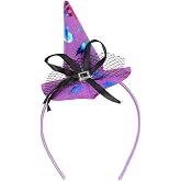 Doneace Halloween Witch Headband Witches Hat Headband Small Witch Hat Mini Witches Hair Hoop for Women Adults Cosplay Makeup Costume Decoration Party Supplies Halloween Hair Accessories (Purple)