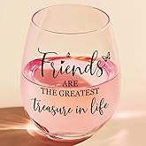 Birthday Gifts for Women Friendship – Wine Glasses – Friends are The Greatest Treasure in Life – Scratch-Resistant Wine Glass, Best Friend Birthday Gifts for Women and Men, Christmas Gifts