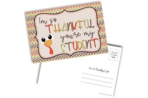 AMANDA CREATION Thankful You're My Student Thanksgiving Turkey Themed Blank Postcards For Teachers To Send To Students, 4"x6" Fill In Notecards by AmandaCreation (30)