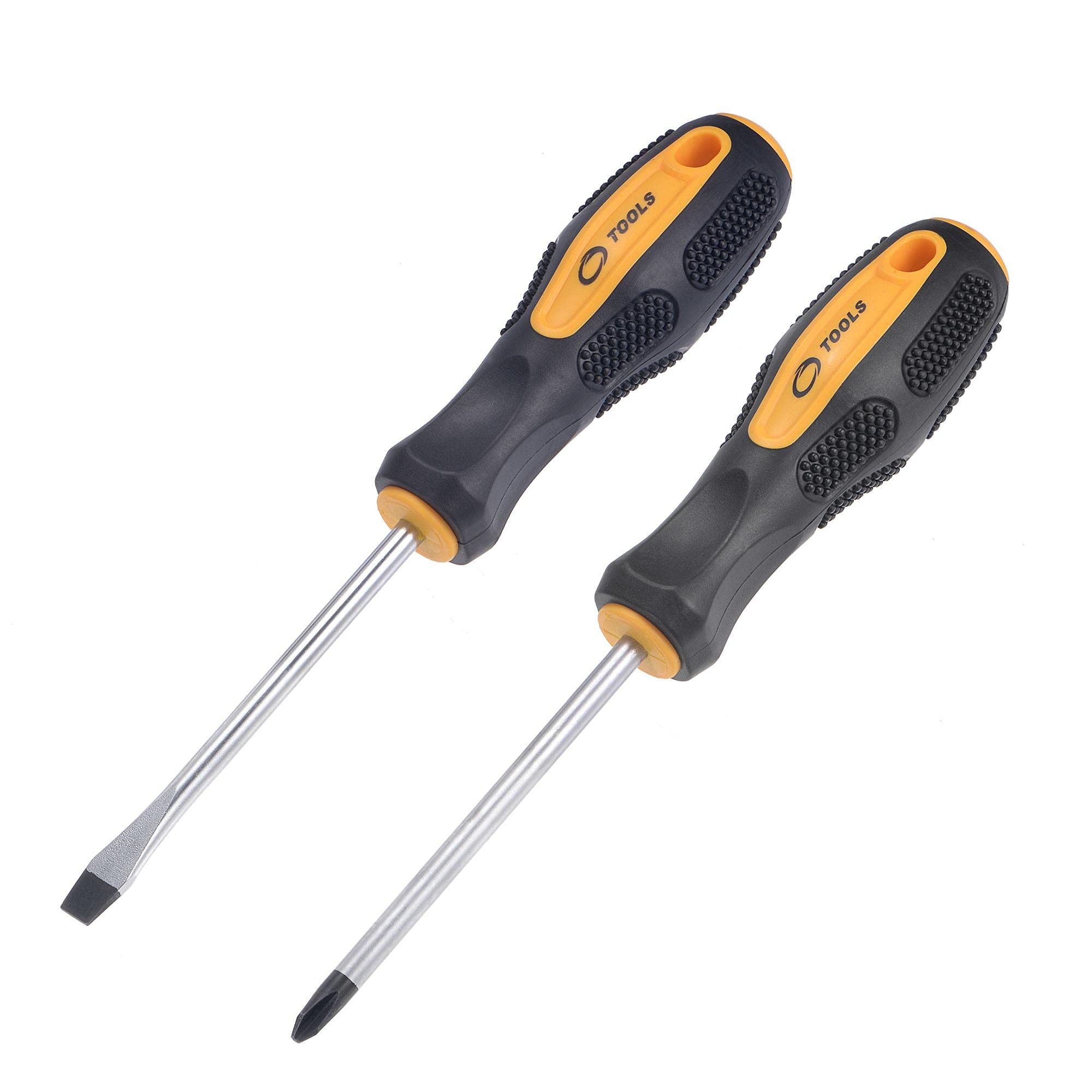 sourcing map #2 Phillips / 7mm Slotted Magnetic Screwdriver Set, 4" S2 Steel Round Shaft Non-Slip Black+Yellow Handle