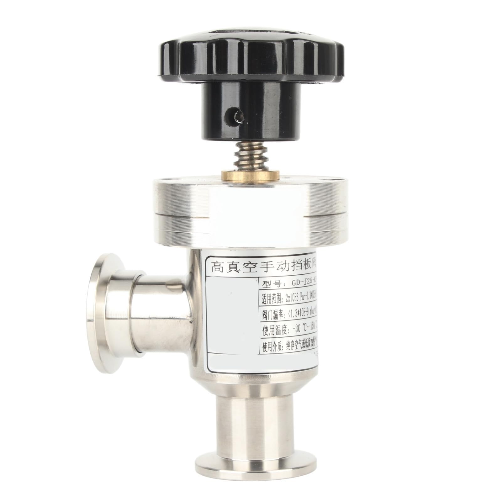 KF16 Bellow Isolation Valve High Vacuum Manual Right Angle Isolation Valve 304 Stainless Steel with Handle