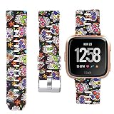 allbingo Fitbit Versa Cute Bands,Women Men Replacement Strap Wristband for Fitbit Versa Smart Watch (Skeleton Flowers, Small)