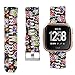 allbingo Fitbit Versa Cute Bands,Women Men Replacement Strap Wristband for Fitbit Versa Smart Watch (Skeleton Flowers, Small)