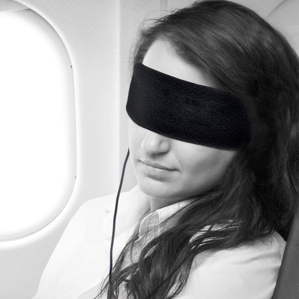 Sleep Mask Headphones Headset Sleep Headphones Muffler Noise Reduction Anti-Snoring Sleeping Headphones Multipurpose for Eye Masks and Headbands by CLAN-X (Black) (BLACK)