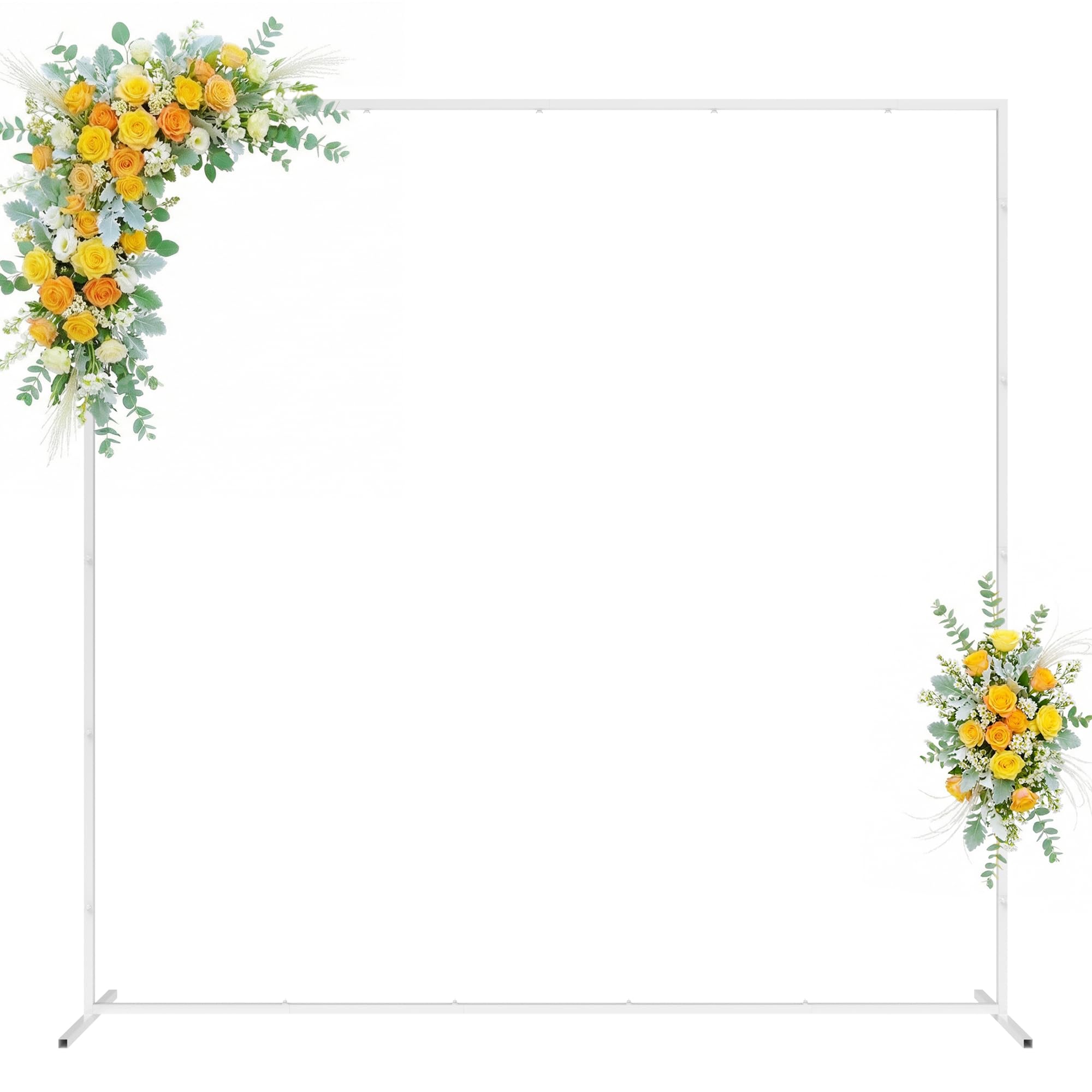 Photo 1 of Wedding Arch Backdrop Stand 6.6x6.6 FT Square Wedding Arches for Ceremony White Metal Arch Stand for Wedding Bridal Shower Birthday Party Garden Floral Wedding Arbor Anniversary Event Decor