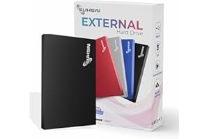 SUHSAI External Portable Hard Drive 1TB USB 2.0 HDD Storage and Backup Hard Disk Memory Expansion – Ultra Slim 2.5” Harddrive
