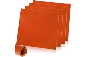 Tlence 4 PCS Red Silicone Rubber Sheet, 12'' x 12'' x 1/8'' Flexible Heat Resistant Silicone Insulation Gasket, 60 A Smooth Finish High Temperature Silicone Rubber Sheeting for DIY Crafts Pads Seals